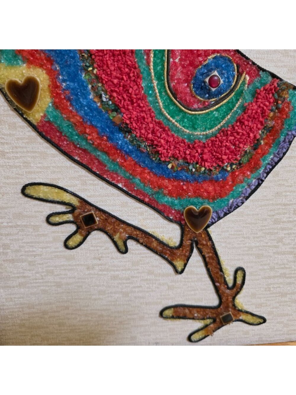 MCM Pebble Gravel & Tile Wall Art Rooster Heart and Square Shaped Tile Large - Picture 5 of 13